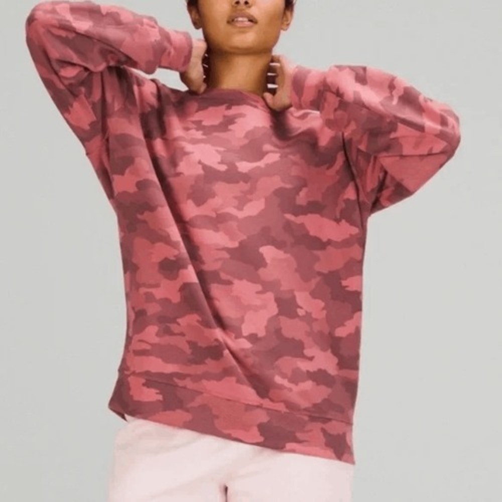 Lululemon Sweatshirt Womens XL? Pink‎ Camo Perfectly Oversized Crewneck Pullover
